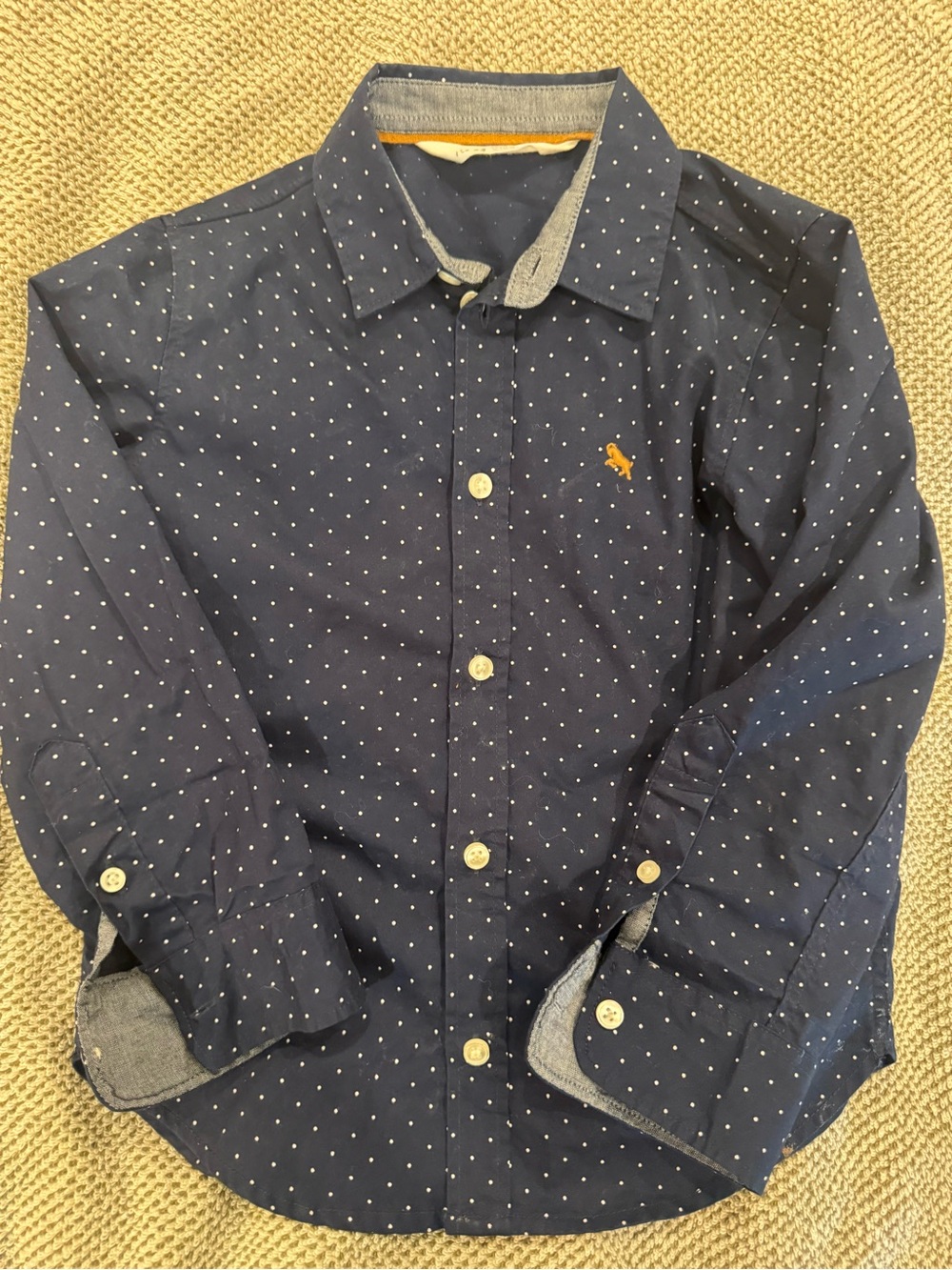 H&M Navy Shirt with White polka dot detail